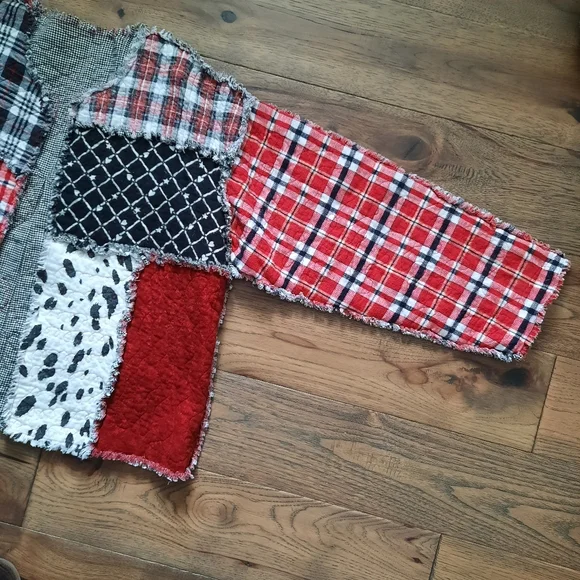 Patchwork Rag Quilt Upcycled Open Front Oversized Jacket - Picture 2 of 16